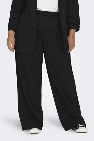 wide leg high waist broek zwart