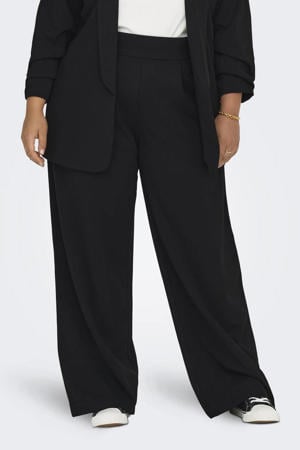 wide leg high waist broek zwart