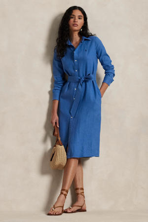 linnen blousejurk blauw