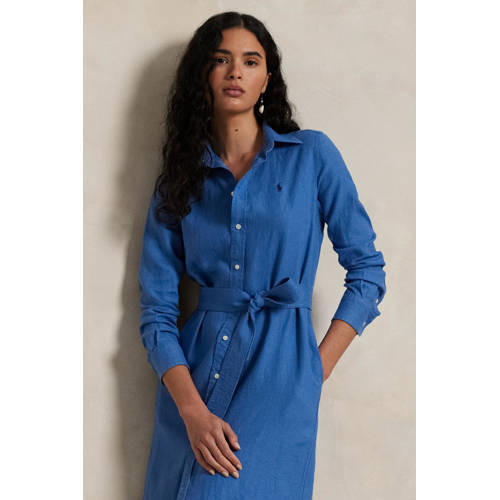 Polo Ralph Lauren linnen blousejurk blauw afbeelding