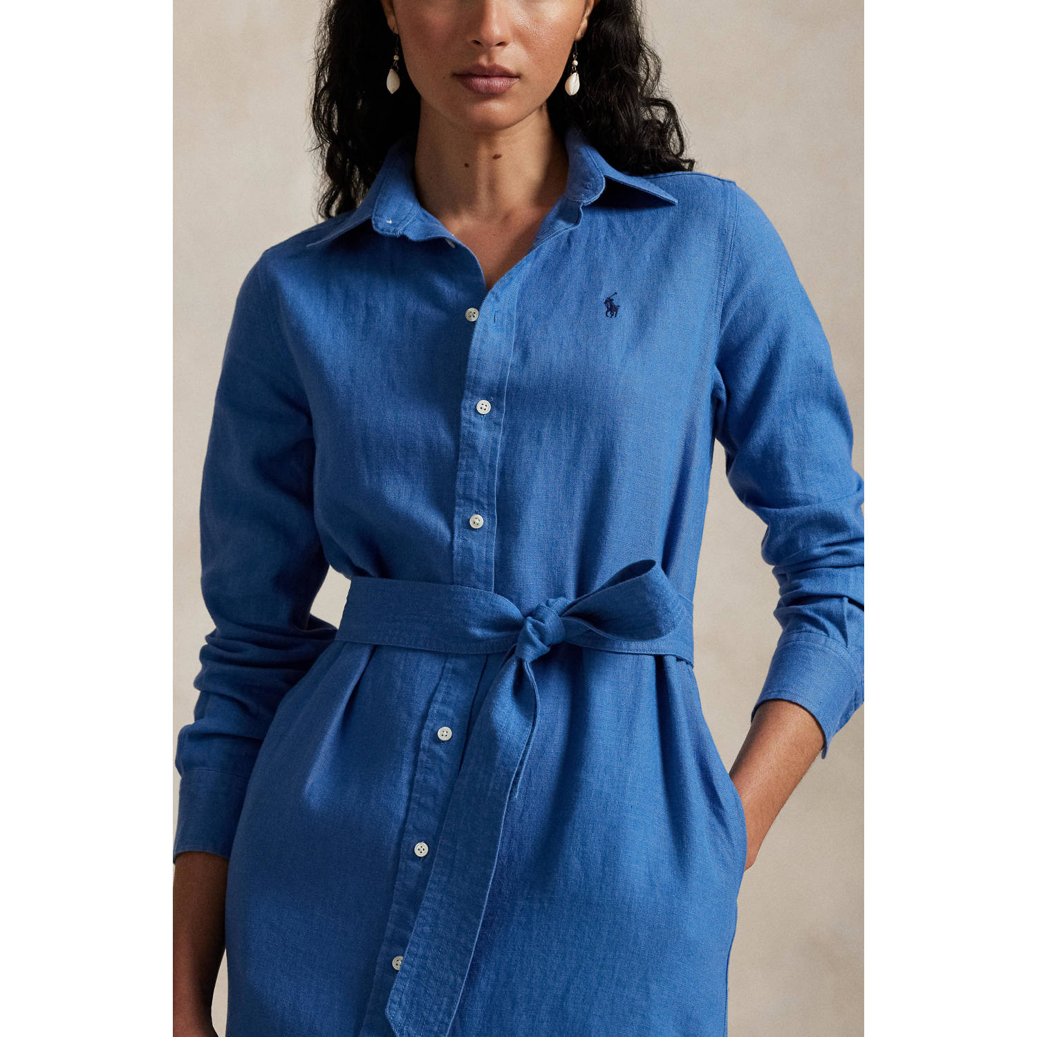 POLO Ralph Lauren linnen blousejurk blauw