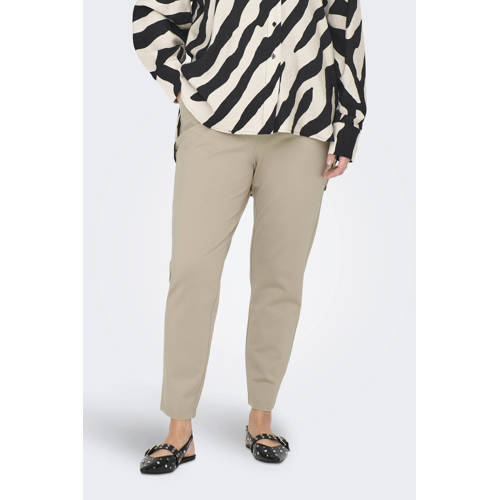 ONLY CARMAKOMA slim regular waist casual broek beige afbeelding