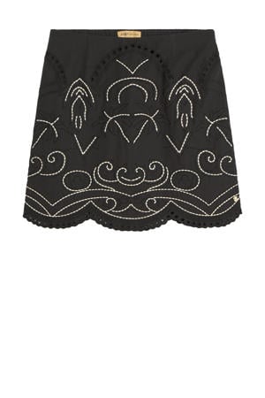 korte rok broderie zwart