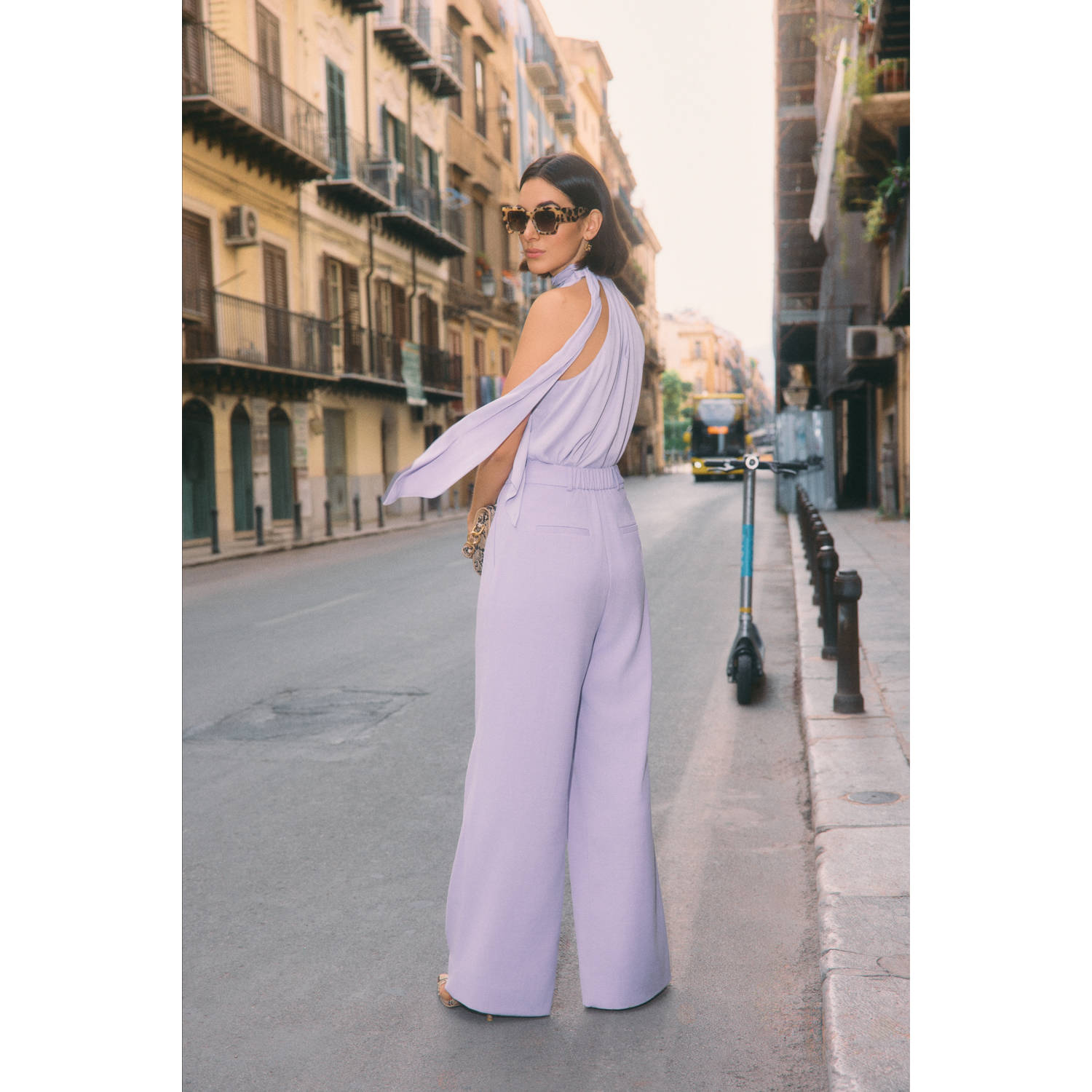 JOSH V wide leg high waist pantalon lila