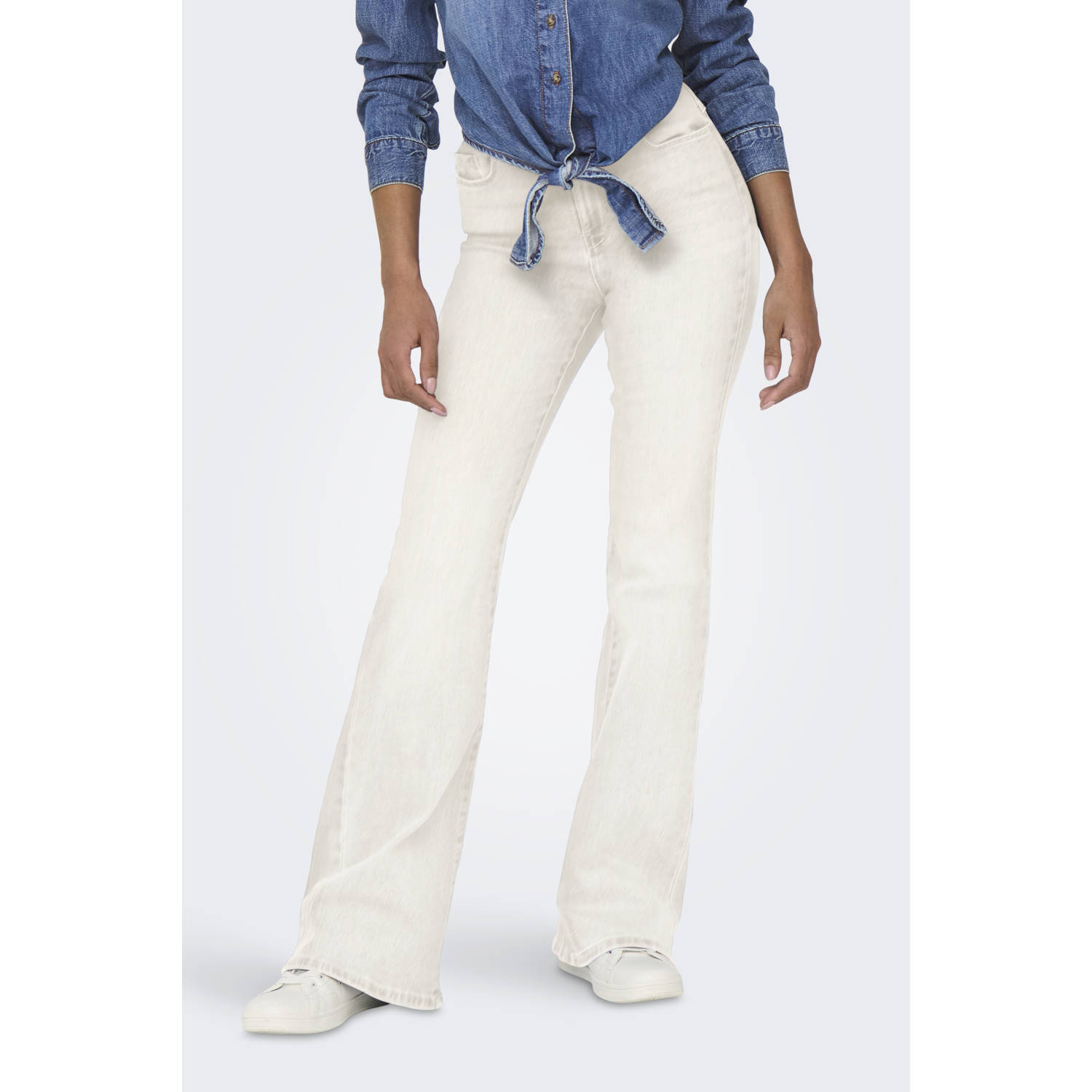 ONLY high waist flared jeans ecru