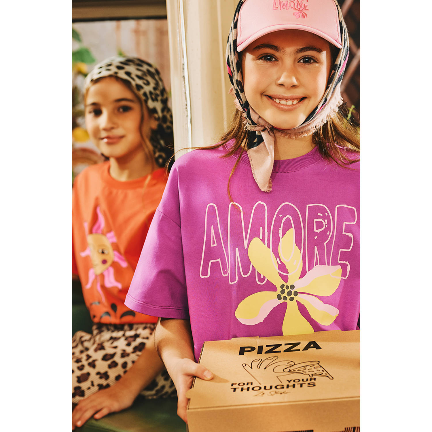 Z8 kids T-shirt Aniela met printopdruk paars geel