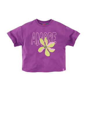 T-shirt Aniela met printopdruk paars/geel