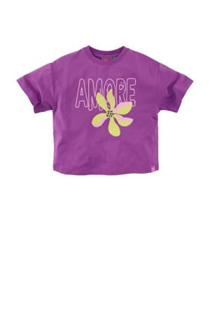 T-shirt Aniela met printopdruk paars/geel