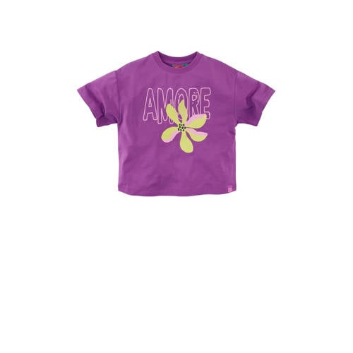 Z8 kids T-shirt Aniela met printopdruk paars/geel afbeelding