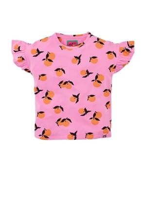 T-shirt Orabella met all over pint roze/oranje