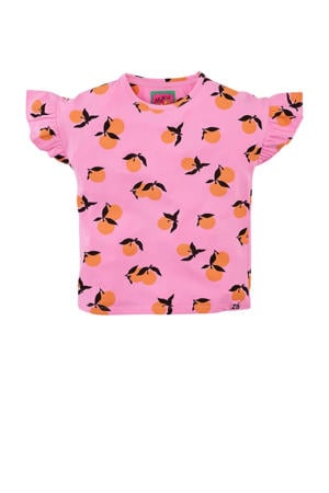 T-shirt Orabella met all over pint roze/oranje