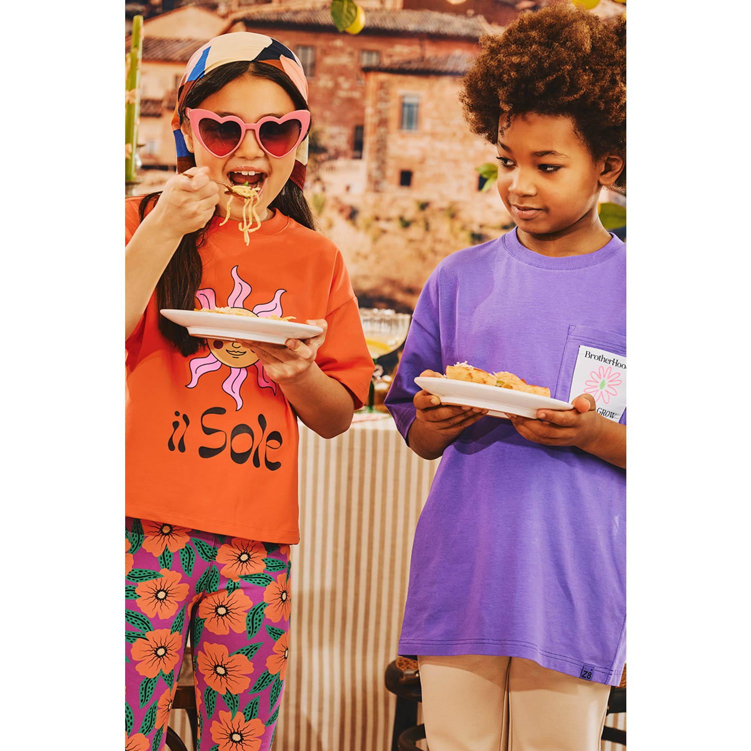 Z8 kids T-shirt Juliette met printopdruk koraalrood