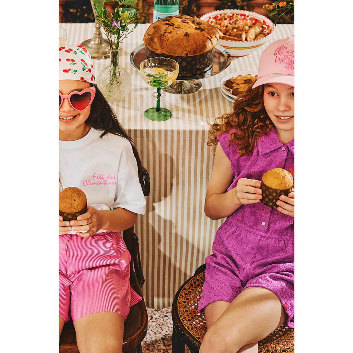Z8 kids playsuit Juliette met bloementextuur paars