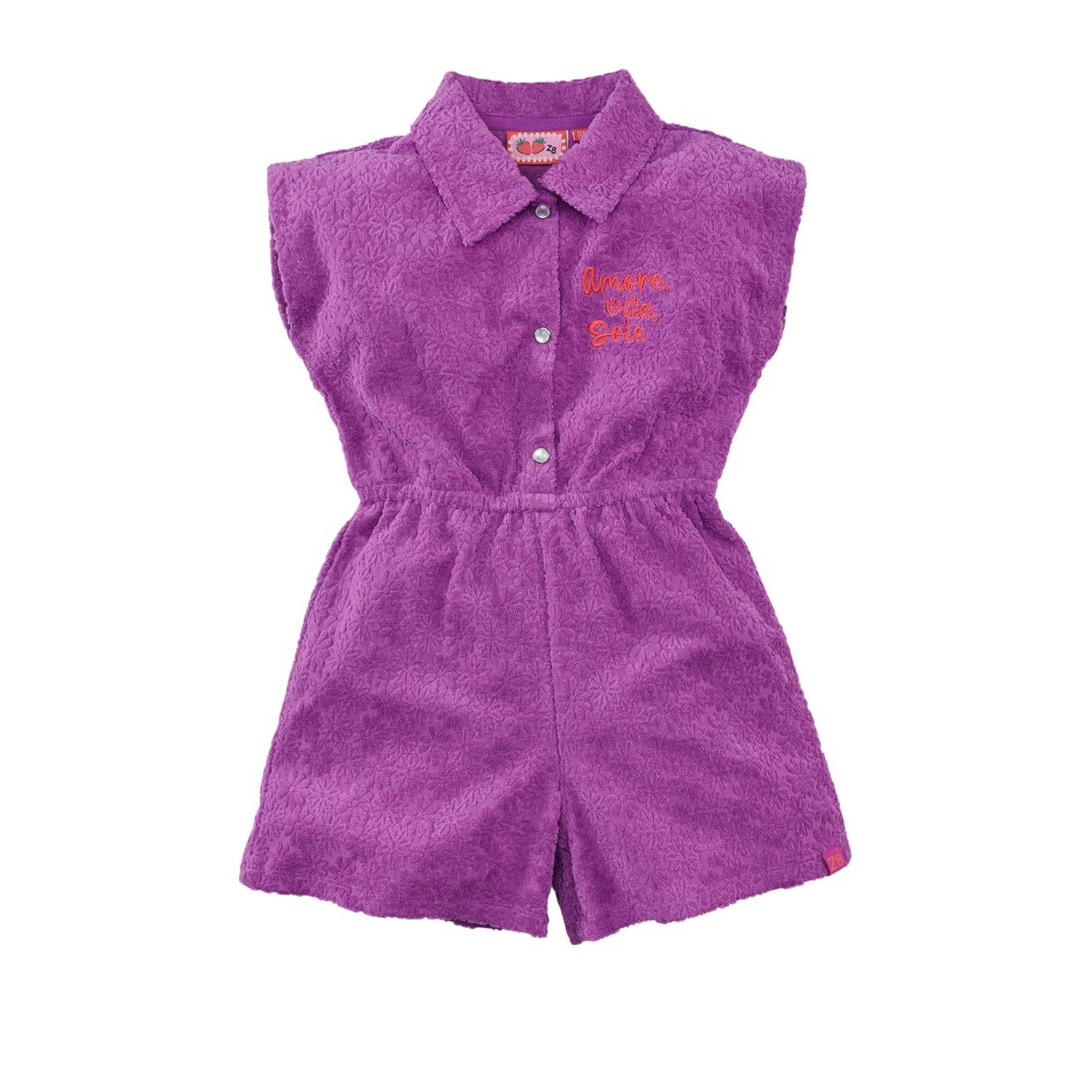Z8 kids playsuit Juliette met bloementextuur paars