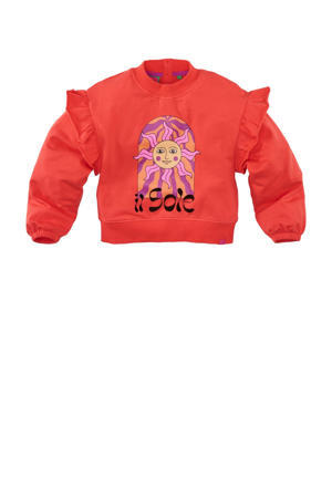 sweater Lunetta met printopdruk koraalrood