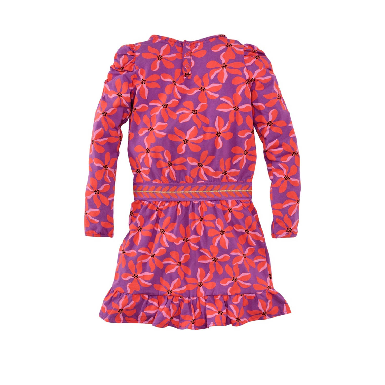 Z8 kids jurk Juliette met bloemenprint paars koraalrood