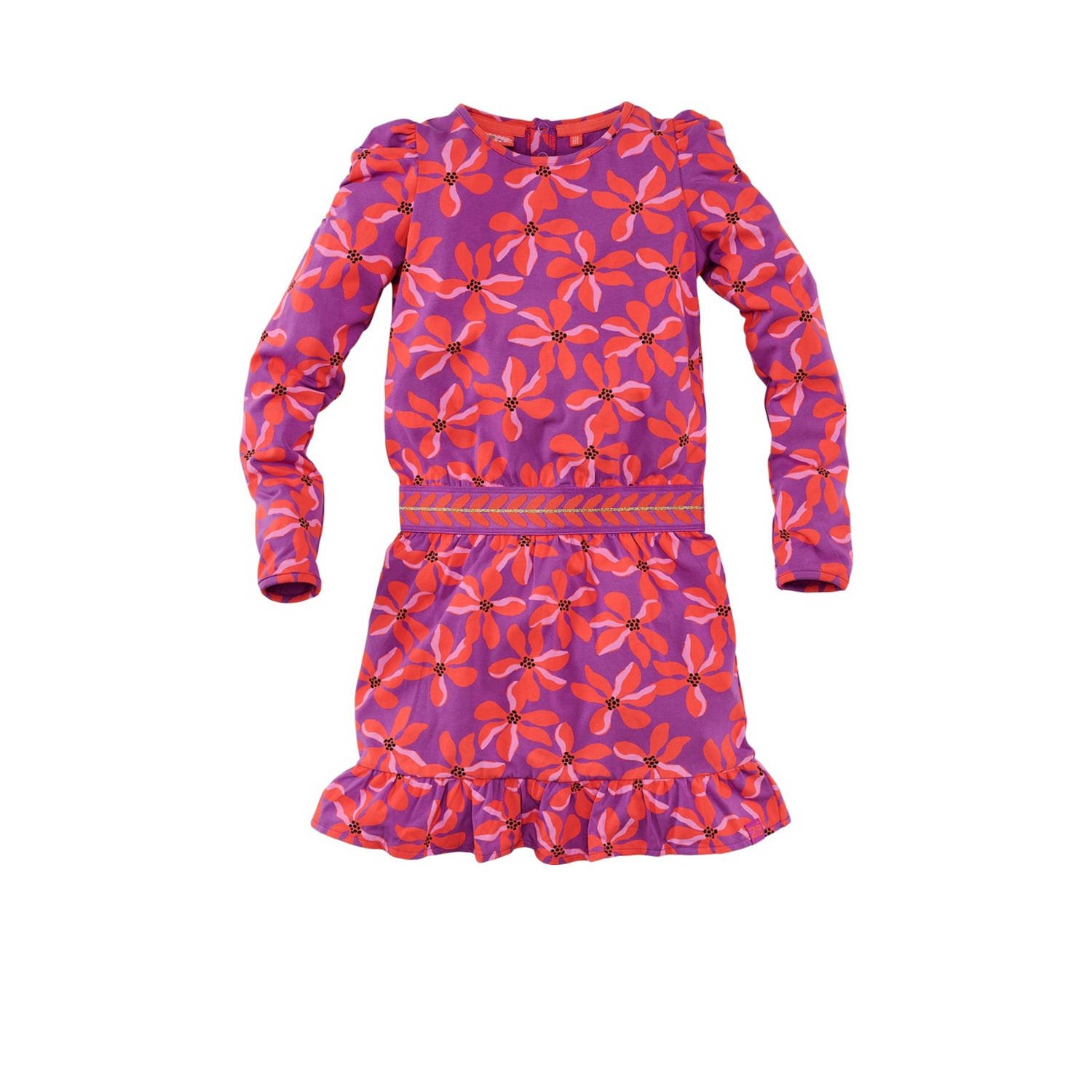 Z8 kids jurk Juliette met bloemenprint paars koraalrood