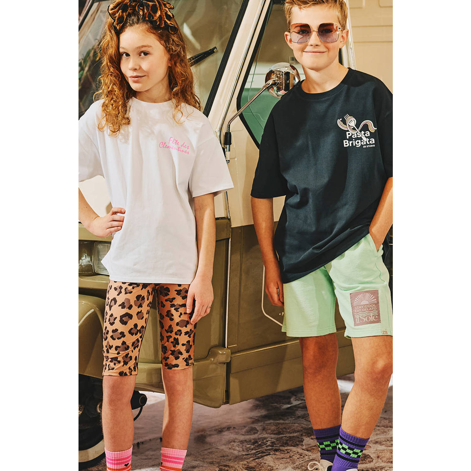 Z8 kids bikershort Jemma met panterprint bruin donkerbruin zwart