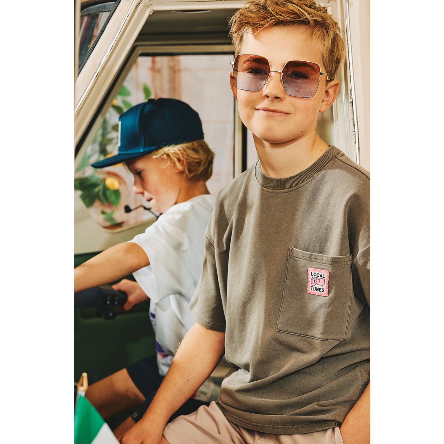 Z8 kids T-shirt Pasquale met backprint grijsbruin