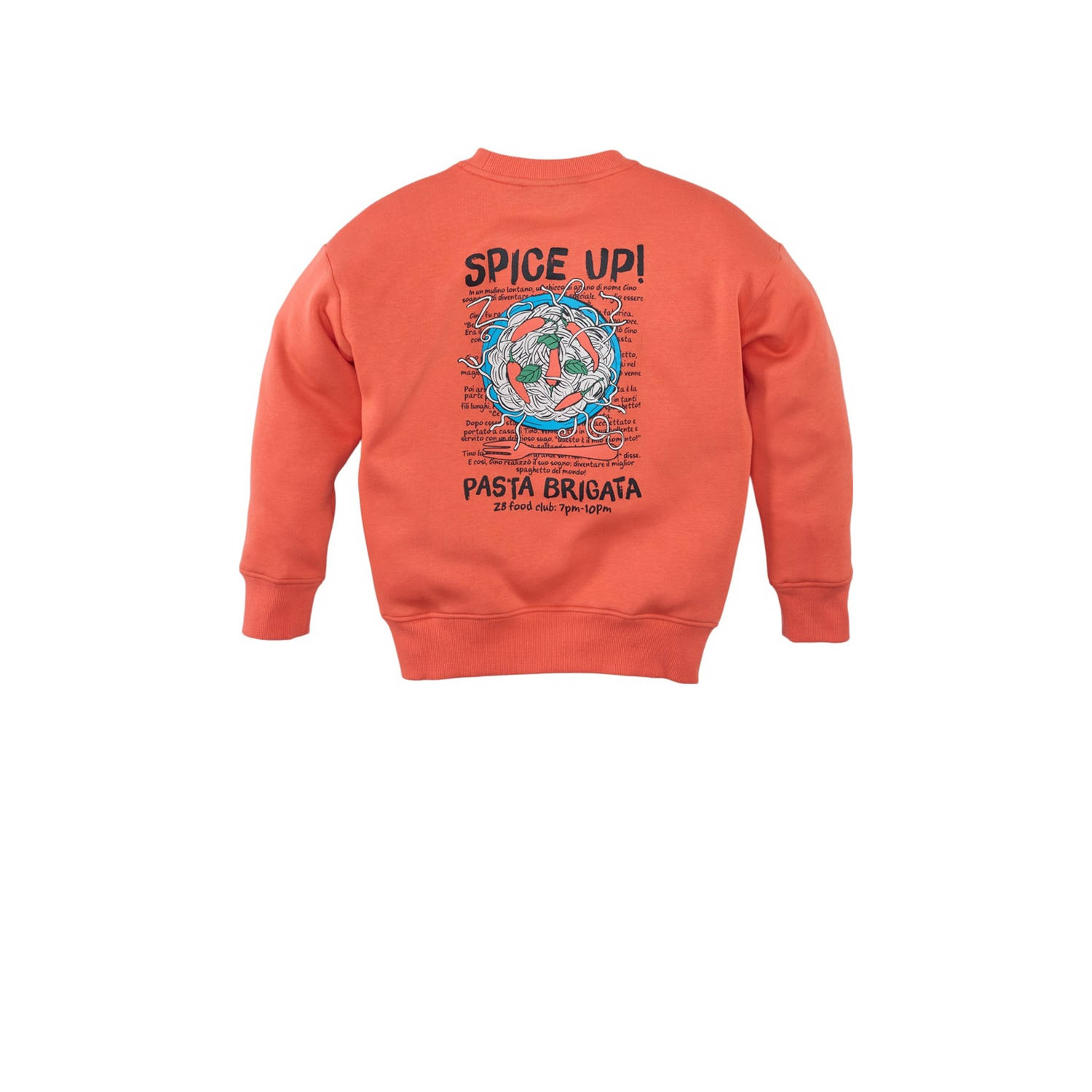 Z8 kids sweater Tino met backprint oranje