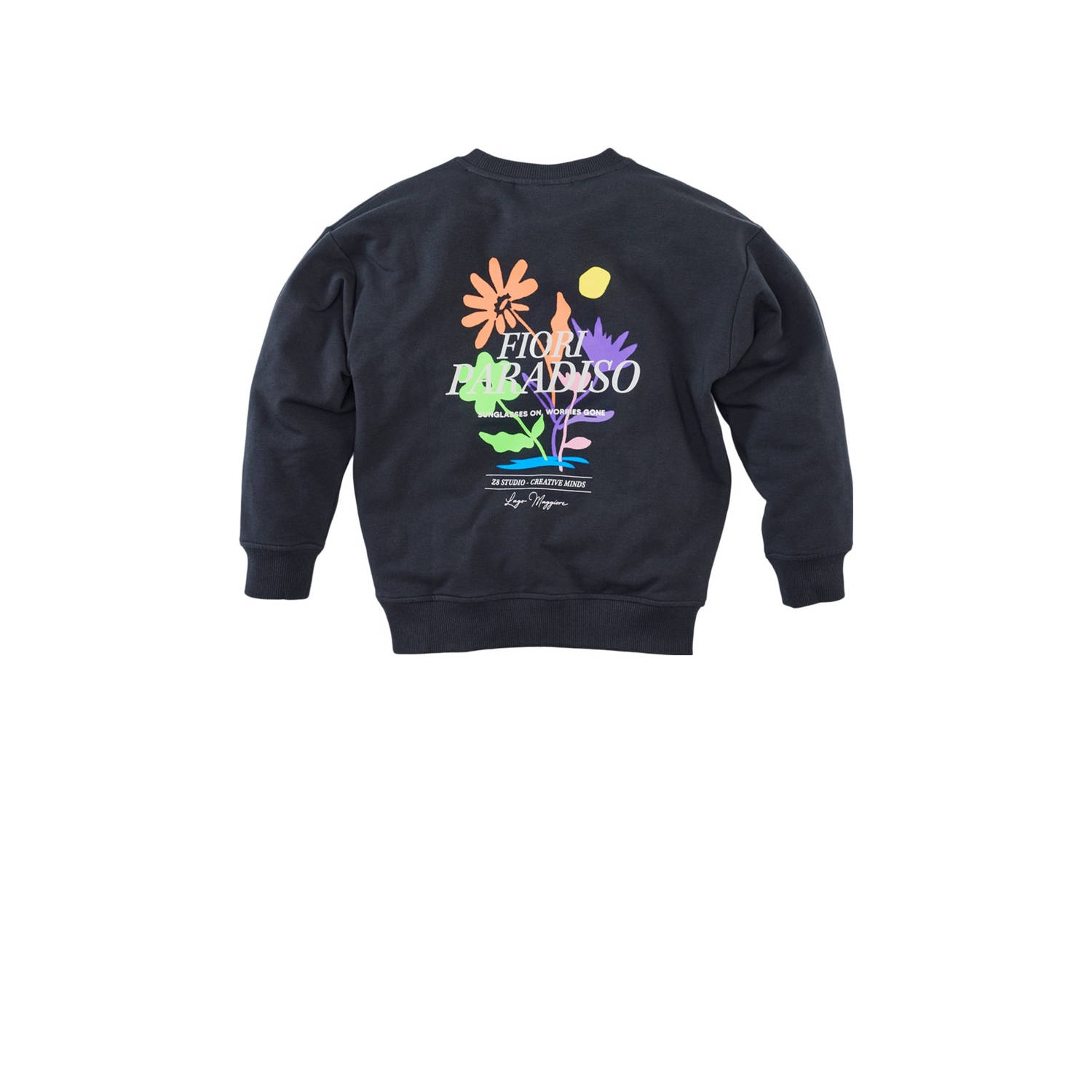 Z8 kids sweater Tomasso met backprint donkerblauw