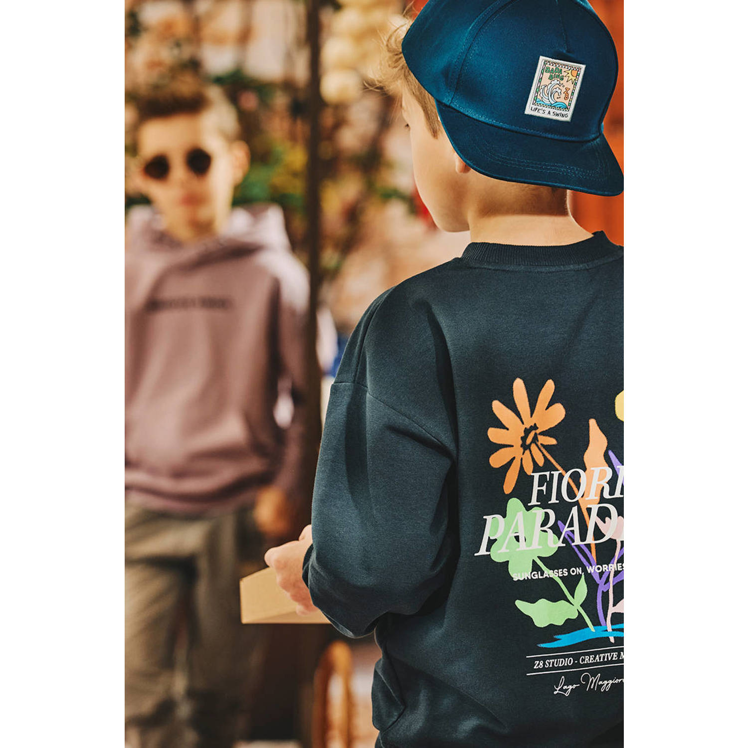Z8 kids sweater Tomasso met backprint donkerblauw
