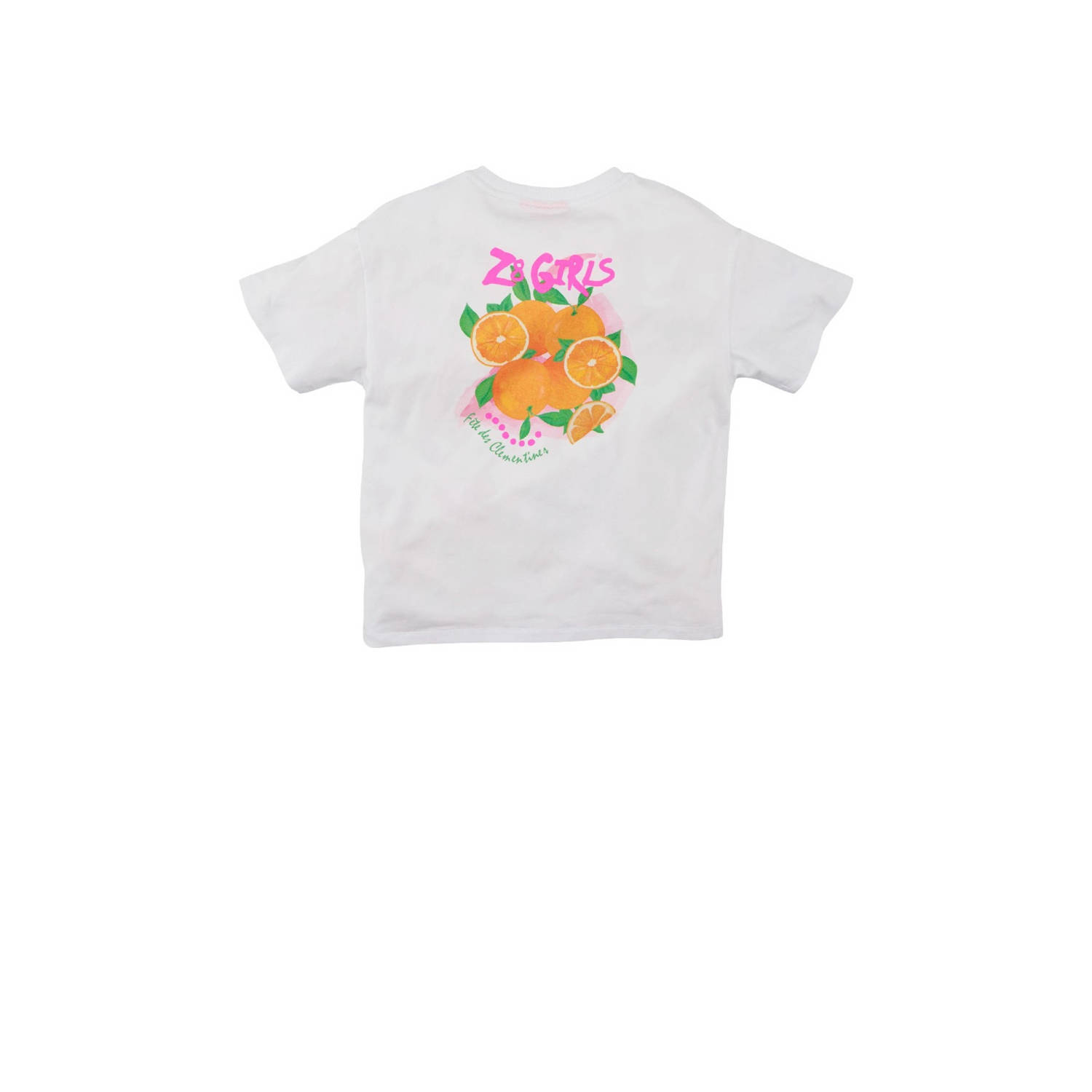 Z8 kids T-shirt Cynzia met backprint wit oranje
