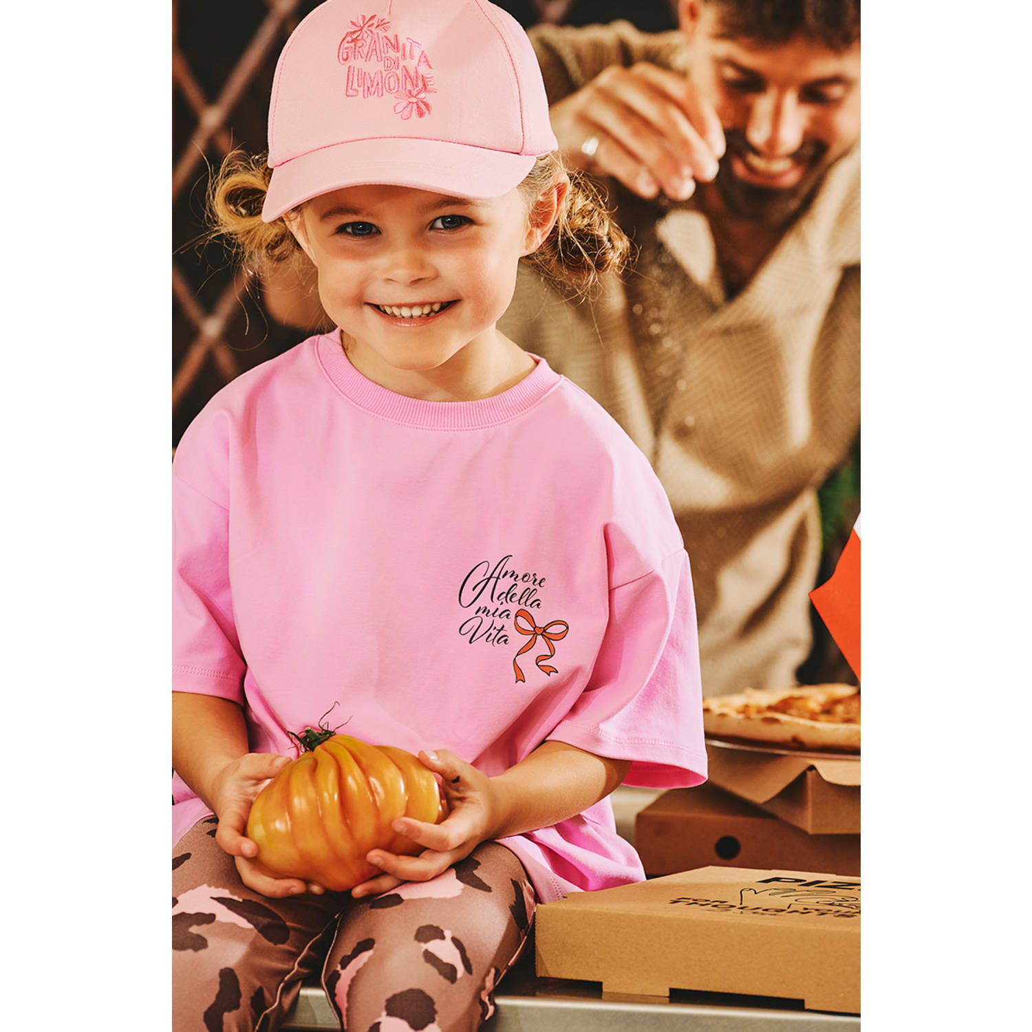 Z8 kids T-shirt Etney met backprint roze