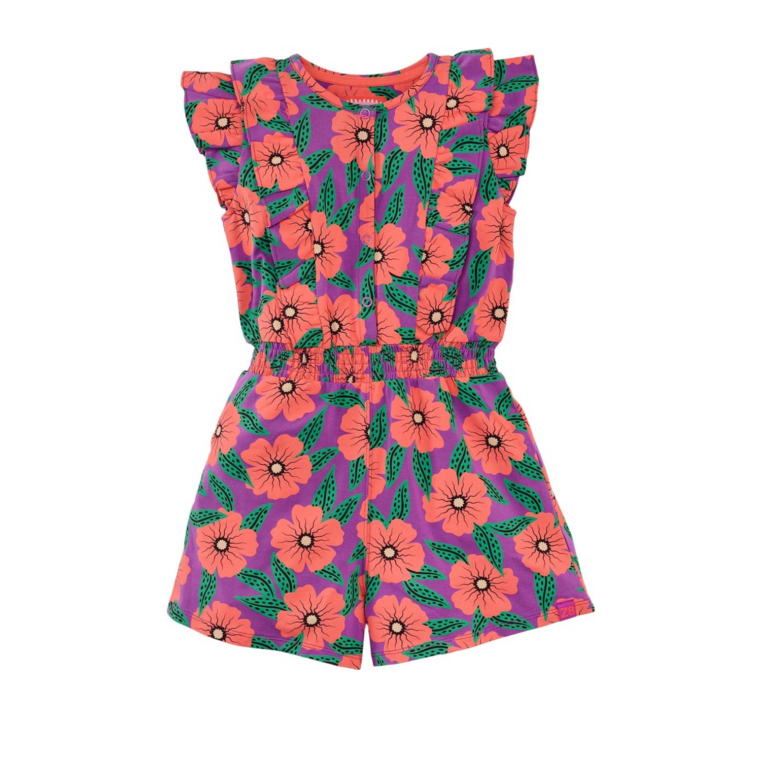 Z8 kids playsuit Fortuna met ruches paars koraalrood groen