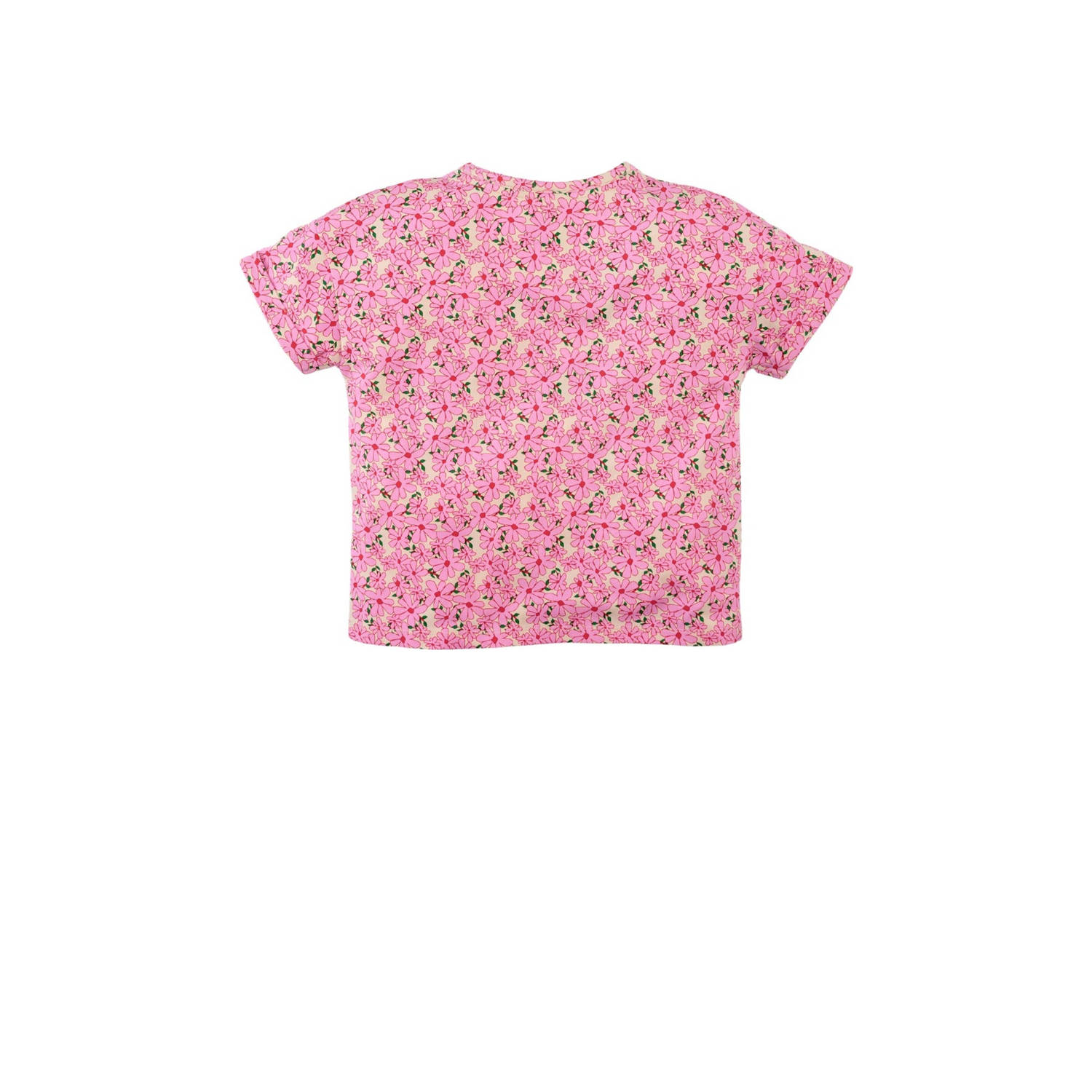 Z8 kids T-shirt Magnolia met bloemenprint roze beige groen