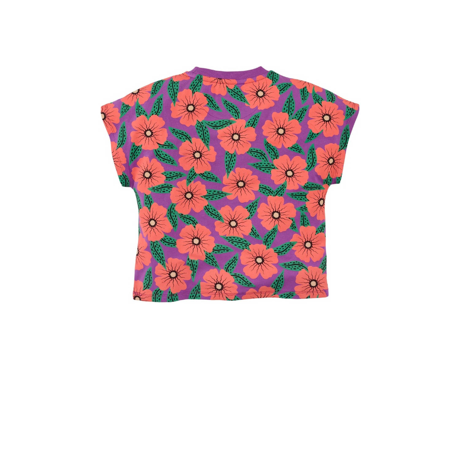 Z8 kids T-shirt Lissandra met bloemenprint paars koraalrood groen