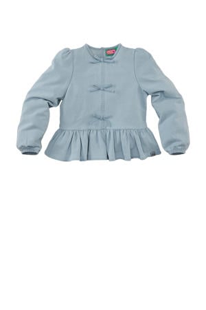 top met strikjes light blue denim
