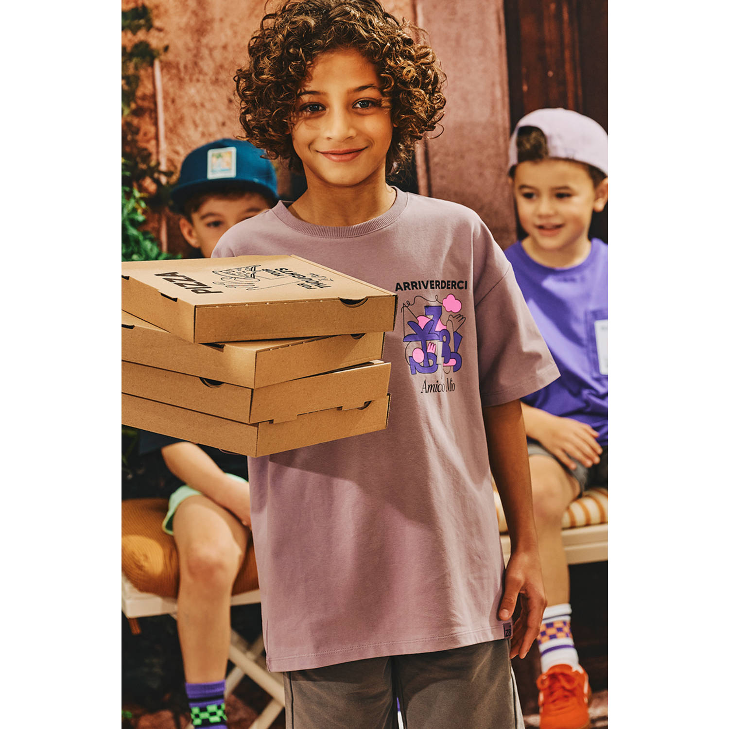 Z8 kids T-shirt Armando met backprint lila