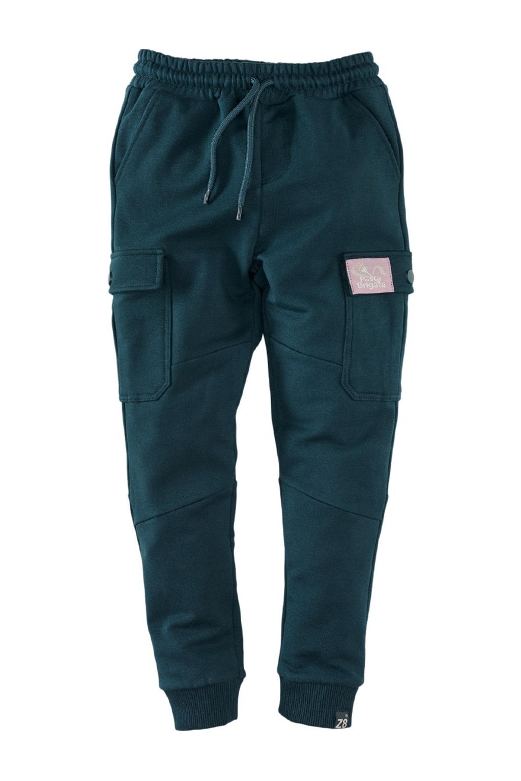 Donkerblauwe jongens Z8 kids regular cargo broek Cooper van stretchkatoen met elastische tailleband met koord en effen