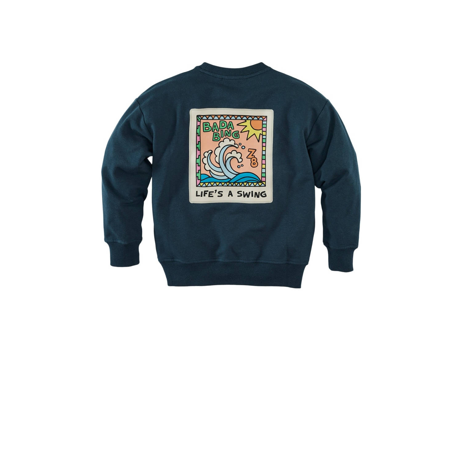 Z8 kids sweater Agostino met backprint oceaanblauw