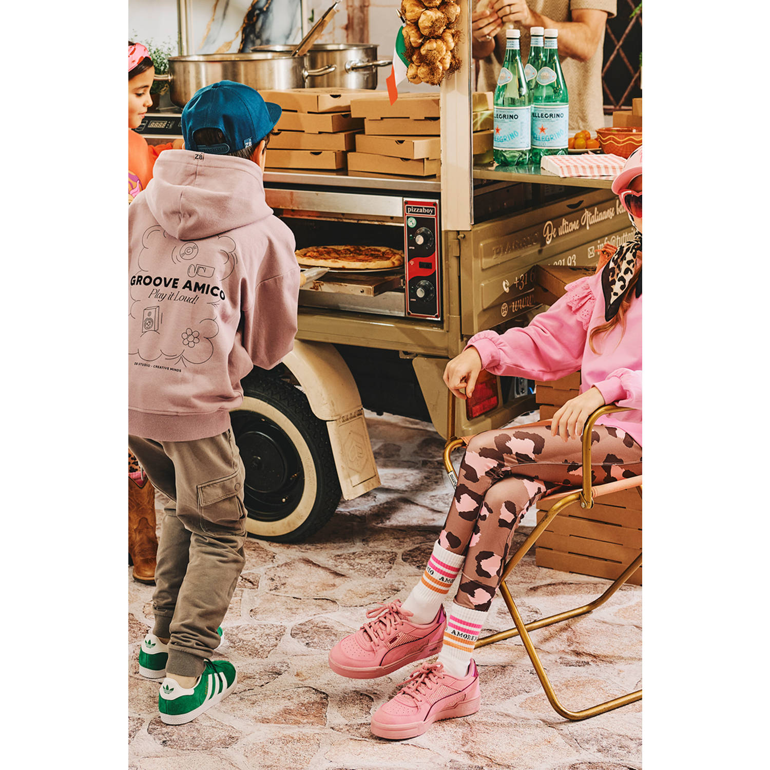 Z8 kids legging Opal met panterprint bruin roze