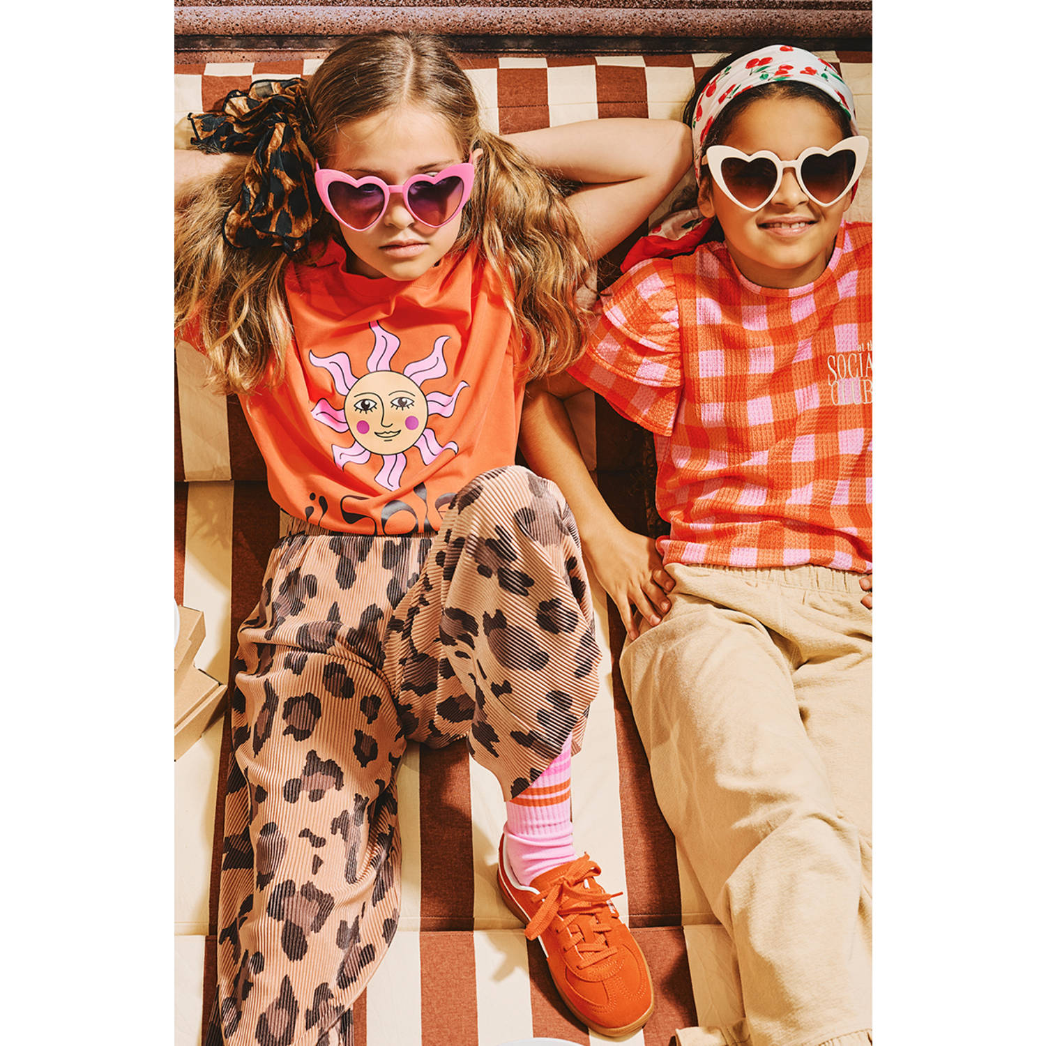 Z8 kids plissé palazzobroek Goldie met panterprint bruin