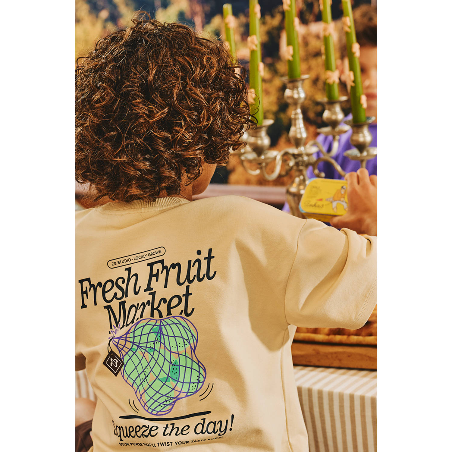 Z8 kids T-shirt Matteo met backprint zand
