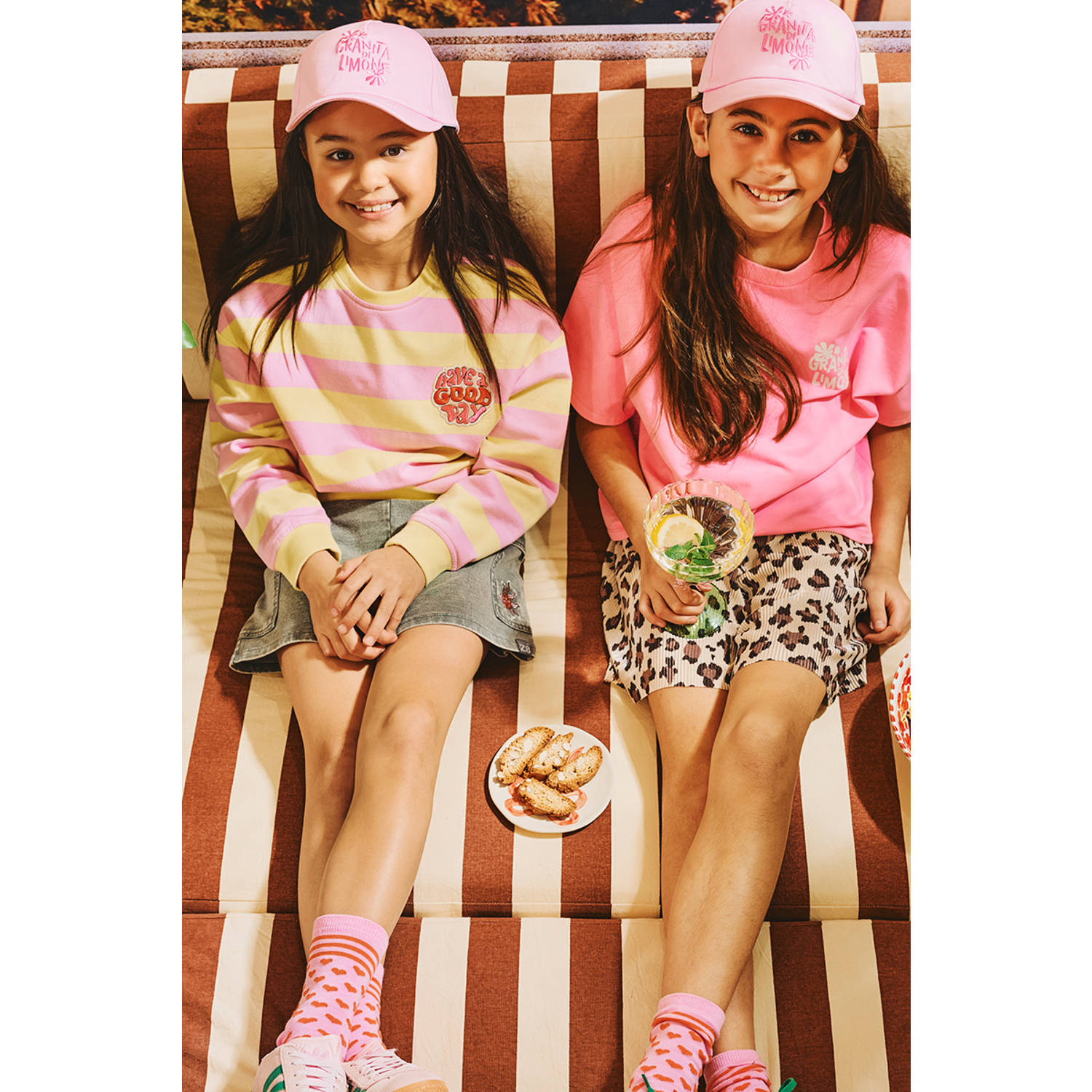 Z8 kids sokken Lelia met hartjesprint roze rood