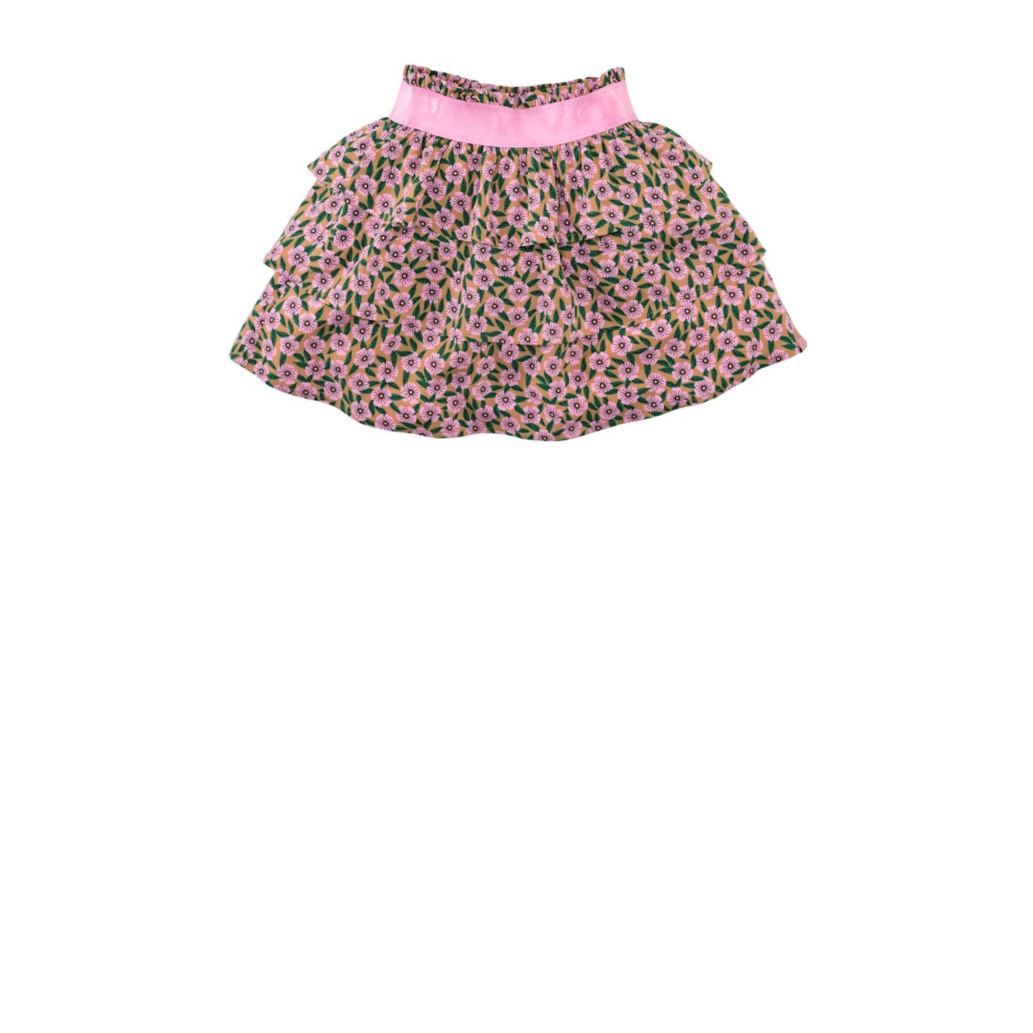 Z8 kids strokenrok Elleen met bloemenprint roze groen beige
