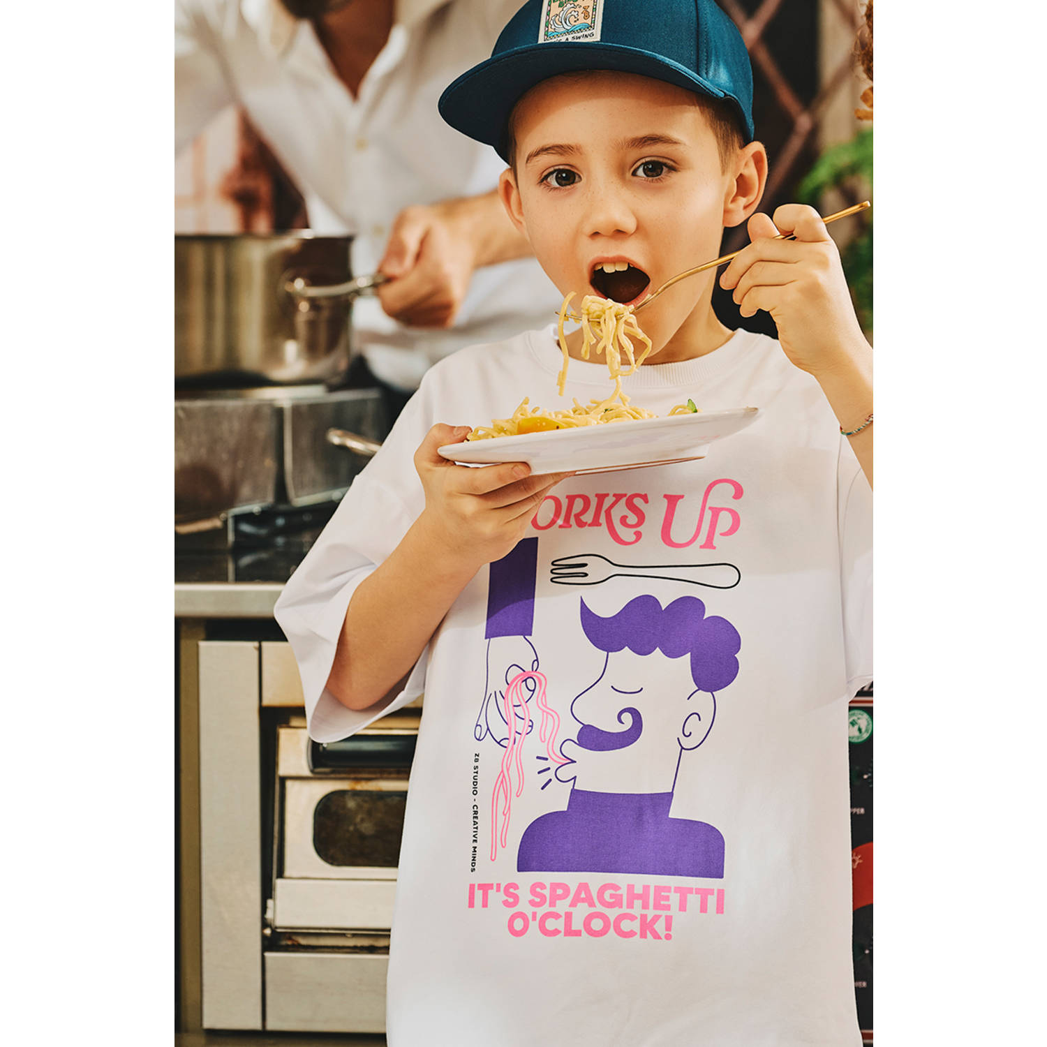 Z8 kids T-shirt Floriano met printopdruk wit roze paars