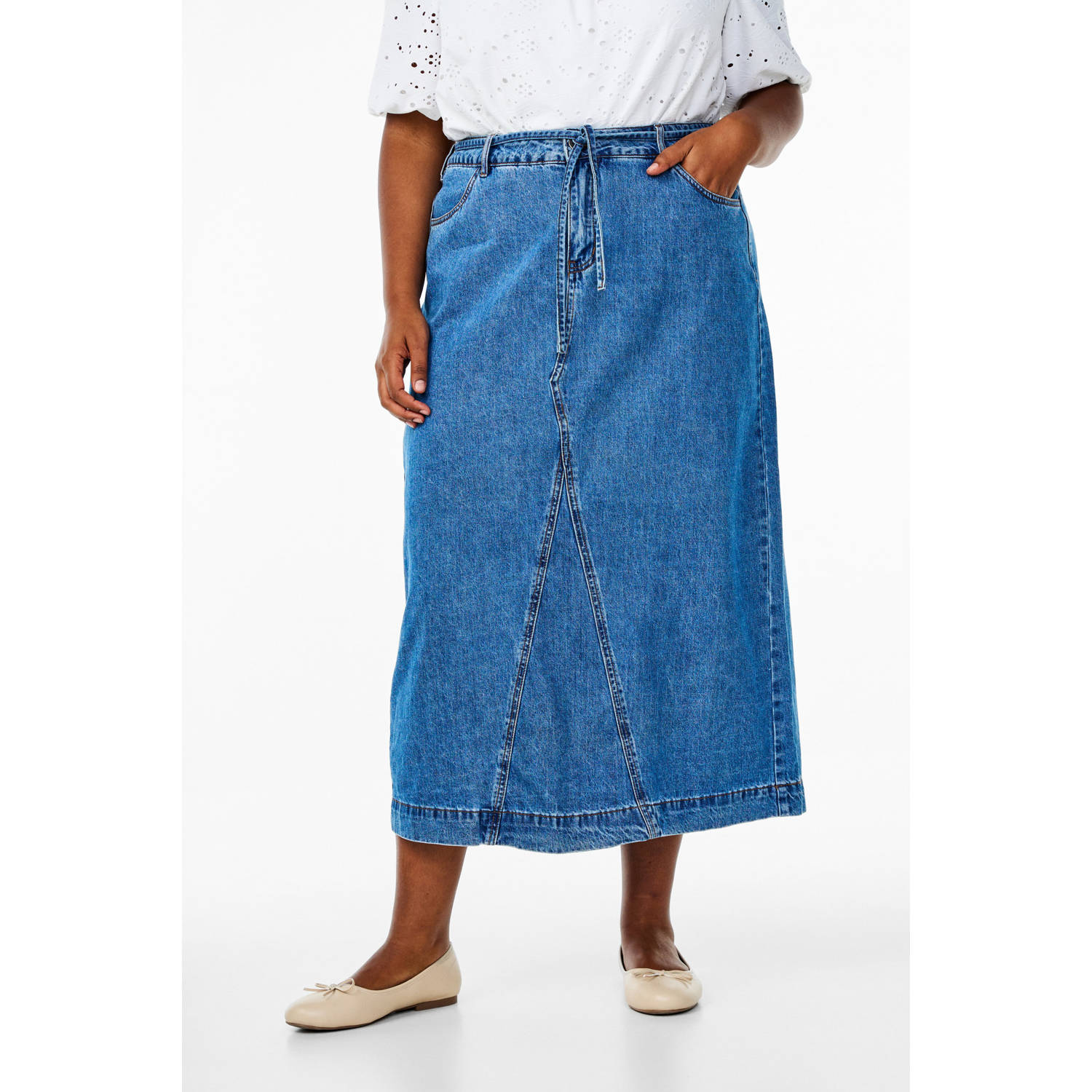 Zizzi spijkerrok medium blue denim