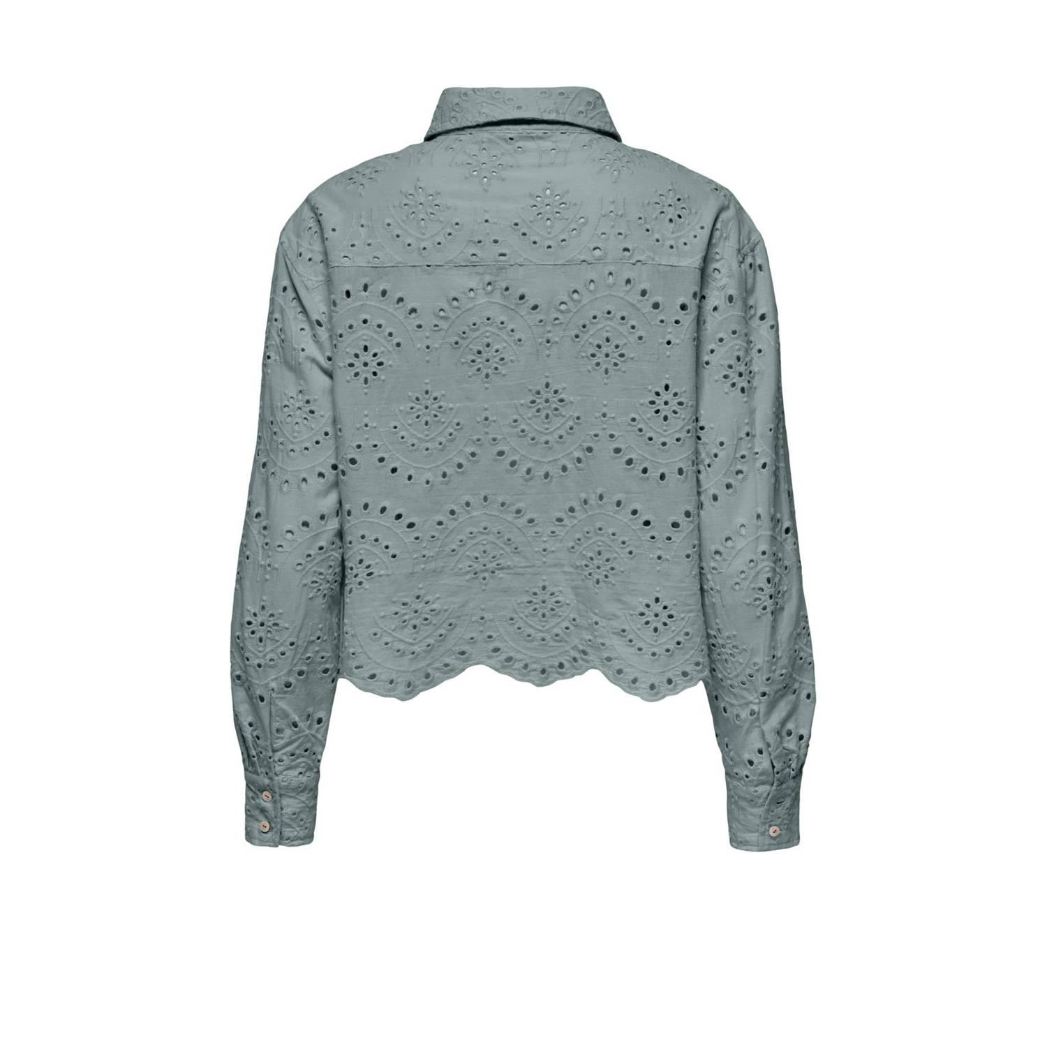 ONLY blouse broderie grijsgroen