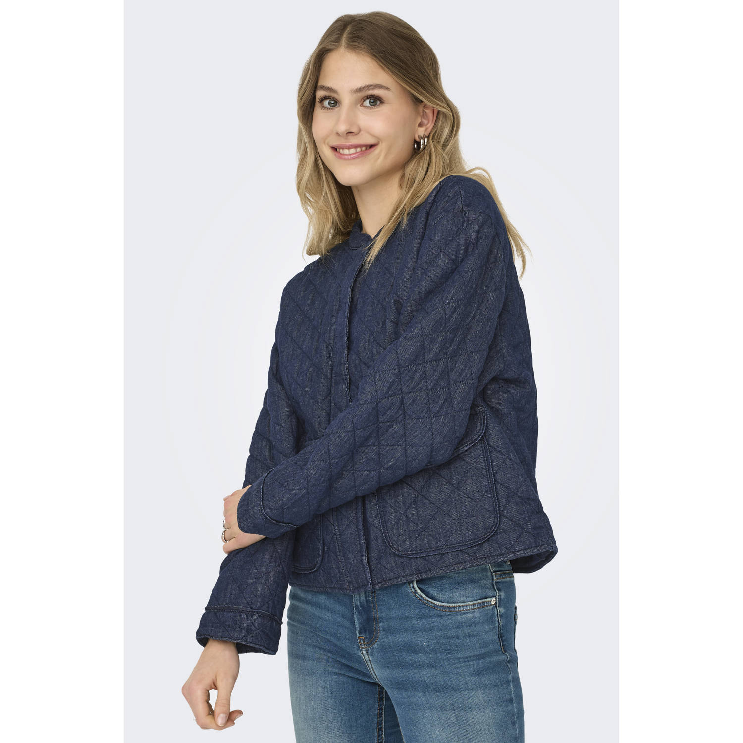 ONLY denim spijkerjas quilted dark blue denim