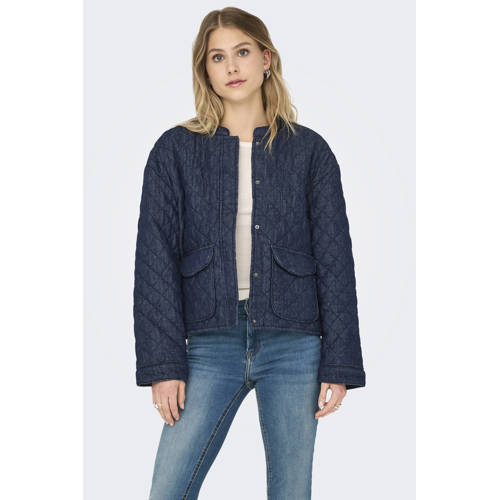 ONLY denim spijkerjas quilted dark blue denim afbeelding