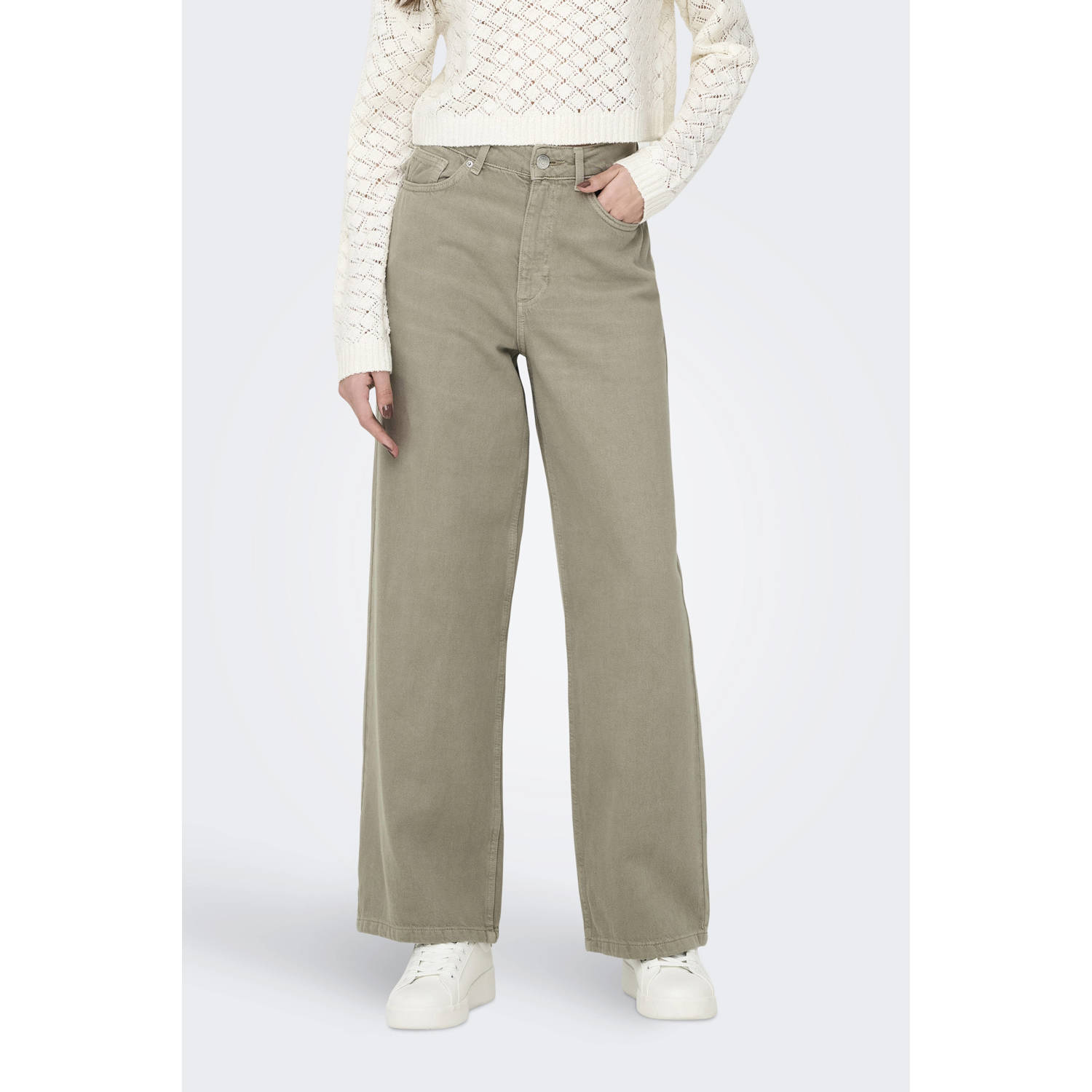 ONLY regular waist casual broek lichtgroen