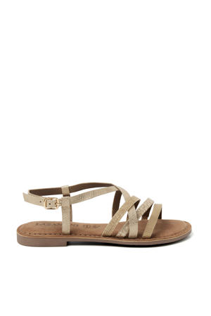 leren sandalen goud