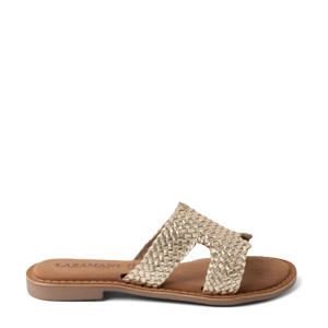   leren slippers goud