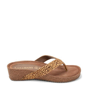  leren teenslippers cognac