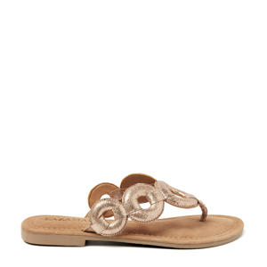   leren teenslippers rosé